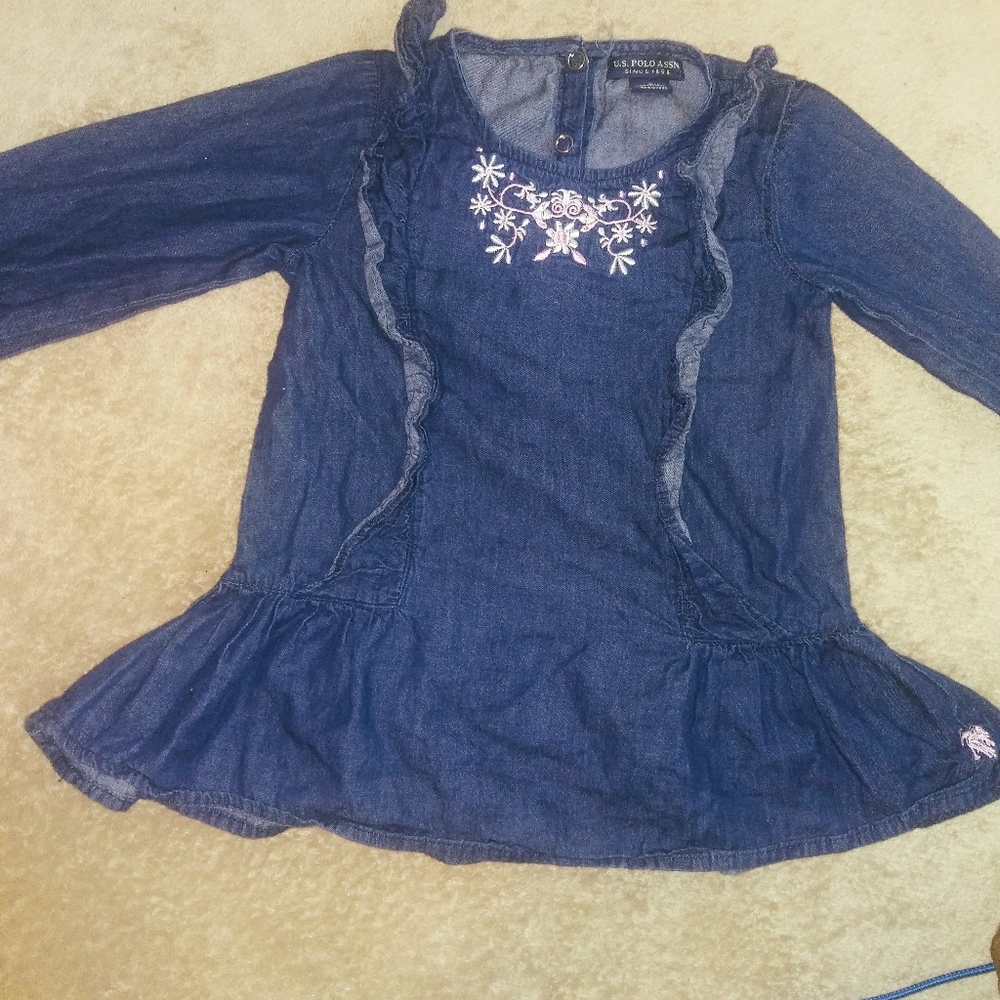 U.S. Polo Assn Girls Denim Blouse